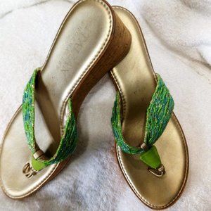 Italian Shoemaker Green Woven Wedge Sandal Sandal